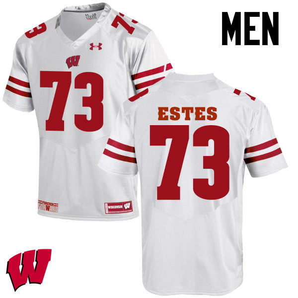 Wisconsin Badgers Men's #73 Kevin Estes NCAA Under Armour Authentic White College Stitched Football Jersey ZX40E27PK